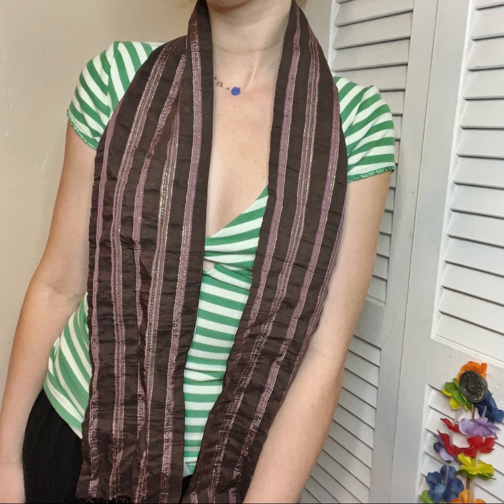Vitamina Shiny Pink and Brown Scarf